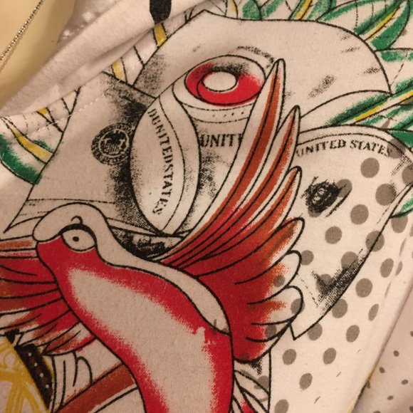 RARE FIND!! vintage y2k christian Audigier hoodie with satin hood! - Picture 7 of 17